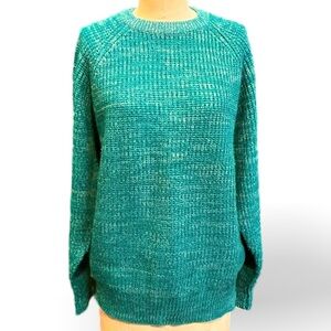 VINTAGE 80s jade green marled yarn chunky knit sweater crewneck‎ Club Europe